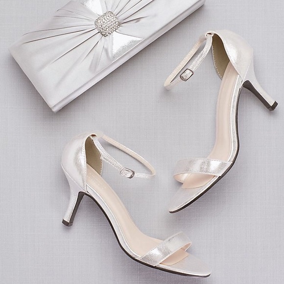 wedding shoes silver heels